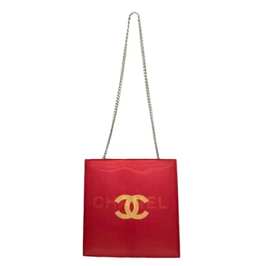 Chanel Red Hologram Logo Chain Shoulder Bag