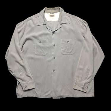 Vintage 1950s PENNEY'S TOWNCRAFT Rayon Sport Shirt ~ L ~ Loop Collar ~ VLV ~ Elvis / Gene Vincent ~ Sportshirt 