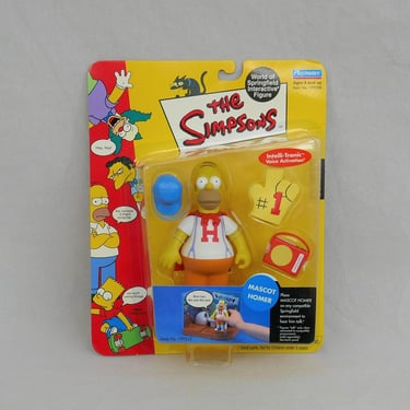 Vintage Mascot Homer Simpson, The Simpsons Toy - World of Springfield Interactive Figure - New in Package - 2001 Playmates 