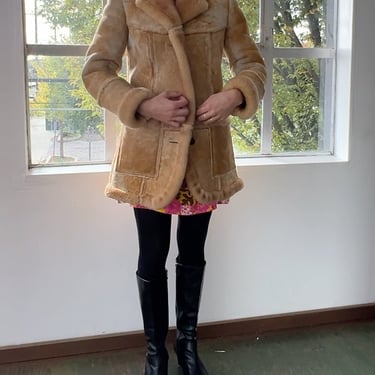 70s Natural Shearling Coat S/M