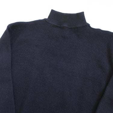 vintage sweater / GOB sweater / 1970s USN GOB wool knit dark navy wool deck sweater Large 