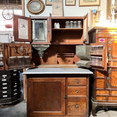 Early Oak Hoosier Kitchen Cabinet 