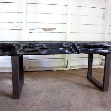 Modern Organic Yakisugi Black Dining Entry Bed Bench 54