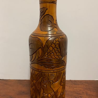 Mid Century Handmade Wooden Wine Bottle Holder 
