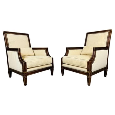 Gainsborough Georgian Style Lounge Chairs In Patterned Neutral Velvet A Pair 