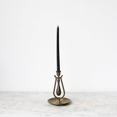 Pendulum Brass Candlestick with Beeswax Taper