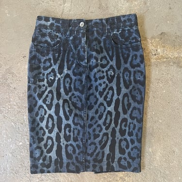 Dolce & Gabbana leopard denim mini skirt