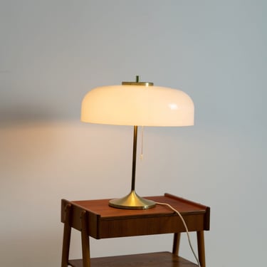 Rare Mid century German mushroom brass & plastic table lamp by Cosack Leuchten, Germany 1970s 