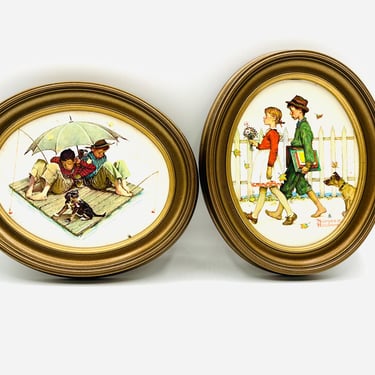 Vintage Norman Rockwell Print Oval Frame Wall Art of Your Choice by LeChalet