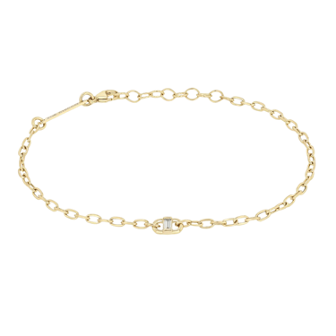 Baguette Diamond Open Link Square Oval Chain Bracelet