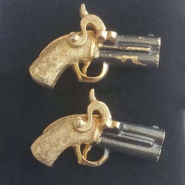 1950s Pistol Cufflinks by Swank - 50s Men's Jewelry- 50s Accessories 
