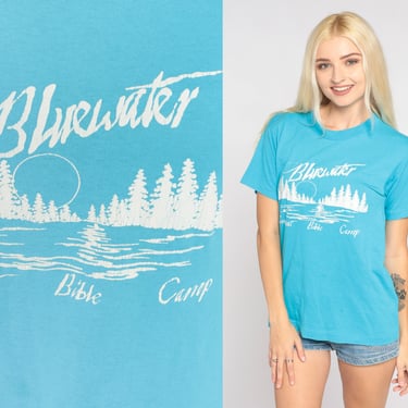 Bible Camp Shirt 80s Bluewater Covenant T-Shirt Grand Rapids Graphic Tee Retro Summer Single Stitch Blue Vintage 1980s Screen Stars Small S 