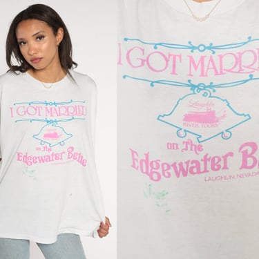 I Got Married On The Edgewater Belle Shirt 90s Laughlin Nevada T-Shirt Steamboat The Colorado River Graphic Tee Vintage 1990s Extra Large xl 