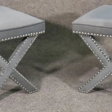  Pair of Classic Contemporary Dorothy Draper Style X Form Benches Stools