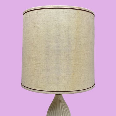 Vintage Barrel Lampshade Retro 1960s Mid Century Modern + Beige Fabric + Brown Trim + Lighting + MCM Home Decor + Lamp Decoration + Shade 