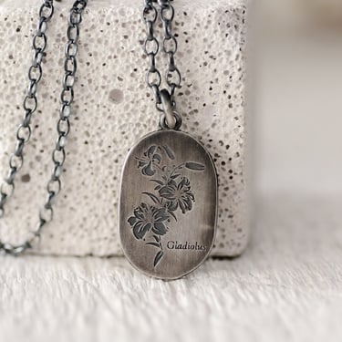 'Gladiolus' Sterling Silver Pendant Necklace