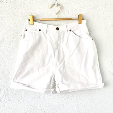 Vintage 80s 90s Lands End Jean Cutoff Shorts 1980s 1990s High Waisted White Denim Shorts 