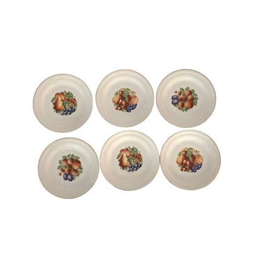 French Fruit Motif  Luncheon Plates- Set of 6 