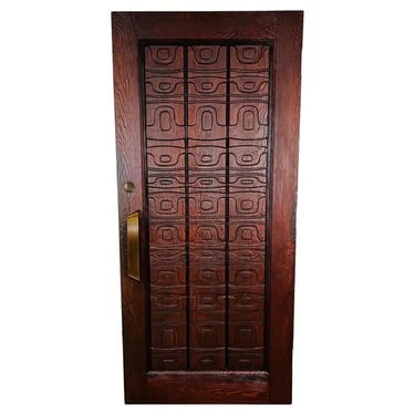 Alaskan Studio Carved Redwood Outer Door In The Manner Of Ackerman-Panelcarve 