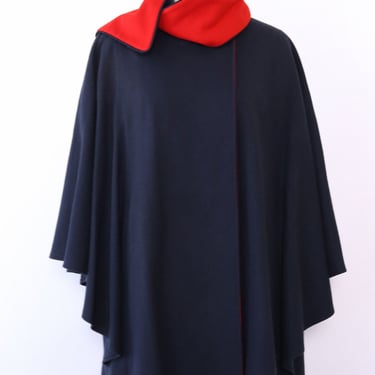 Pop of Red Midnight Blue Cape S-L