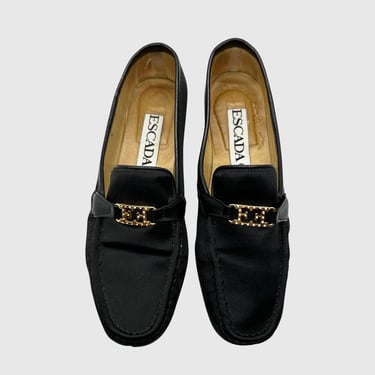 BLACK NIGHT ESCADA Loafers | Women's Fabric Loafers | Italian Shoes | Designer Shoes | Made in Italy | Y2K | Women's size 6 