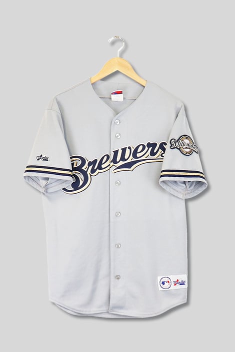 Vintage MLB Milwaukee Brewers Button Up Jersey Sz M