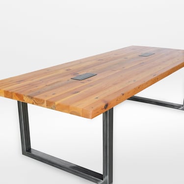 Conference or Office table in 2.5" thick reclaimed wood and steel legs in your choice of color, size and finish 