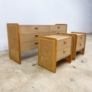 Laminate + Cane Dresser / Nightstand Set *MESSAGE US for shipping quote* 