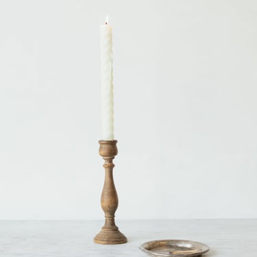 Carved Wood Candlestick