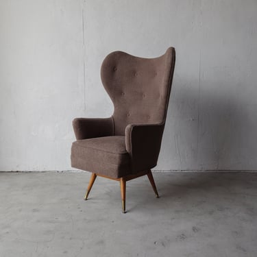 Mid Century Sculptural High Back Swivel Chair 