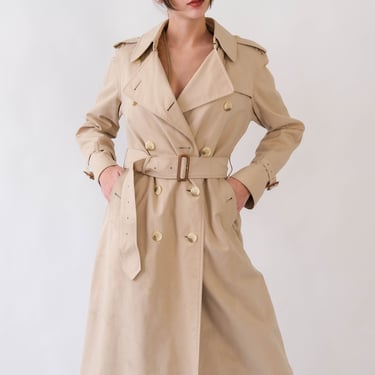 Vintage 80s BURBERRYS Khaki Tan Belted Double Breasted Overcoat w/ Removable Wool Lining | Made in England | 1980s Designer Winter Jacket 
