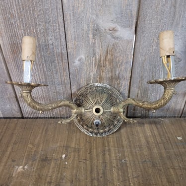 Vintage Two Arm Brass Sconce 4.5