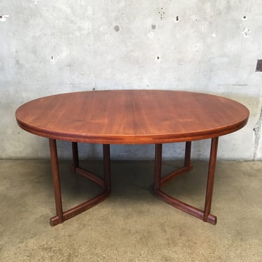 Vintage Danish Oval Extension Dining Table with Two Leaves