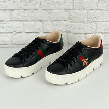 Gucci New Ace Platform Sneaker, Size 35, Black