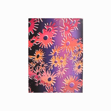 Vintage Serigraph on Paper Psychedelic Flowers Print 