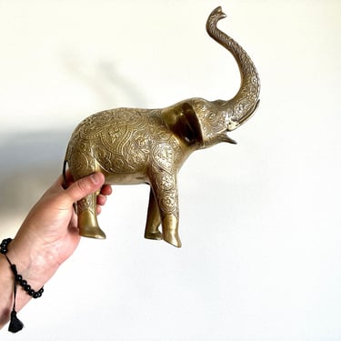 Large Ornate Brass Elephant 