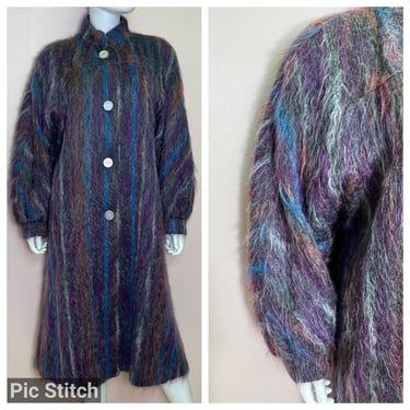 Vintage 80s striped mohair avant garde coat 