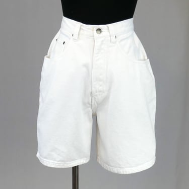 80s 90s White Jean Shorts - 26