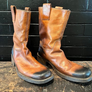 Vintage Kenneth Cole Reaction Mens Brown Moto Boot/Mototcycle Boot 