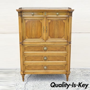 Karges French Regency Style Neoclassical Walnut Tall Chest Dresser Cabinet