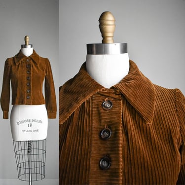 Vintage Brown Corduroy Cropped Jacket 