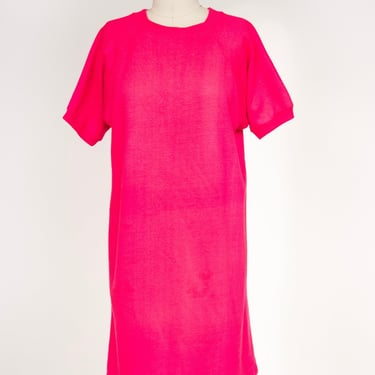 1970s Sweatshirt Dress Neon Short Sleeve M 