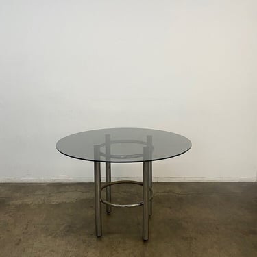 Round Chrome & Smoked glass Dining table 