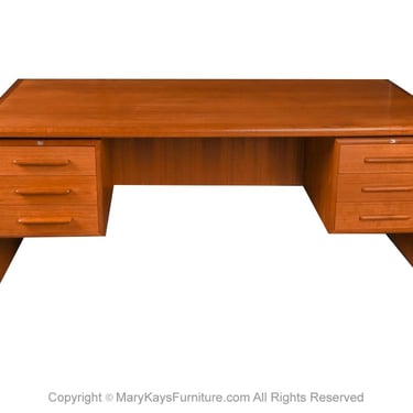 Mid Century Danish Teak Large Executive Desk 