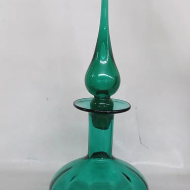 Rainbow Glass Mid Century Teal Decanter Bottle with Stopper 3947B