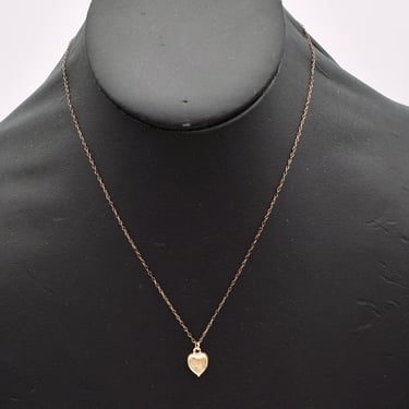 60's tiny gold filled heart pendant, dainty 12k GF mid-century sweetheart necklace 