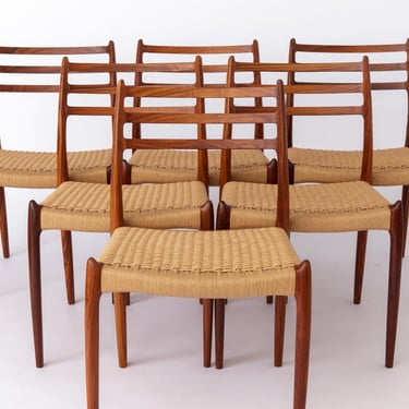 Set of 6 Niels Moller Chairs, model 78, Rosewood, 1960s, Danish, Vintage 