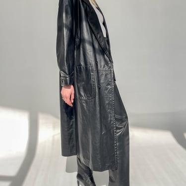 Black Leather Panel Trench Jacket (M)