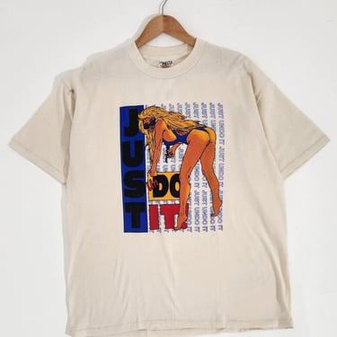 Vintage 1990s Bootleg Nike Just Do It Bikini Girl T-Shirt Sz. XL