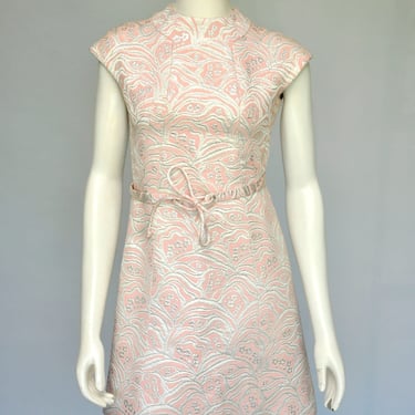 vintage 1960s pink & silver ADELE SIMPSON mod party dress XS/S 